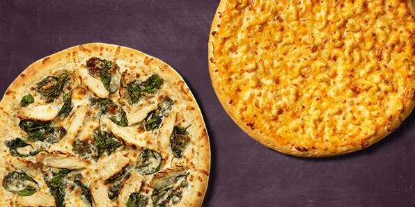 Casey's Mac & Cheese and Chicken Alfredo Pizzas