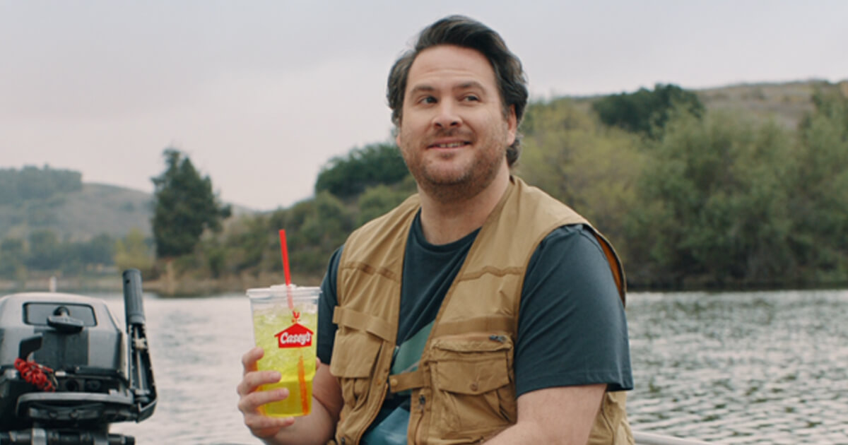 Man with fountain drink
